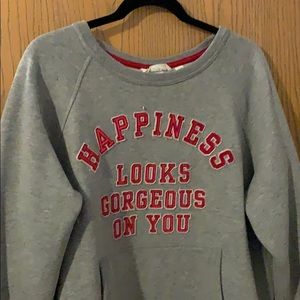 Grey L “Happiness looks gorgeous on you” sweater